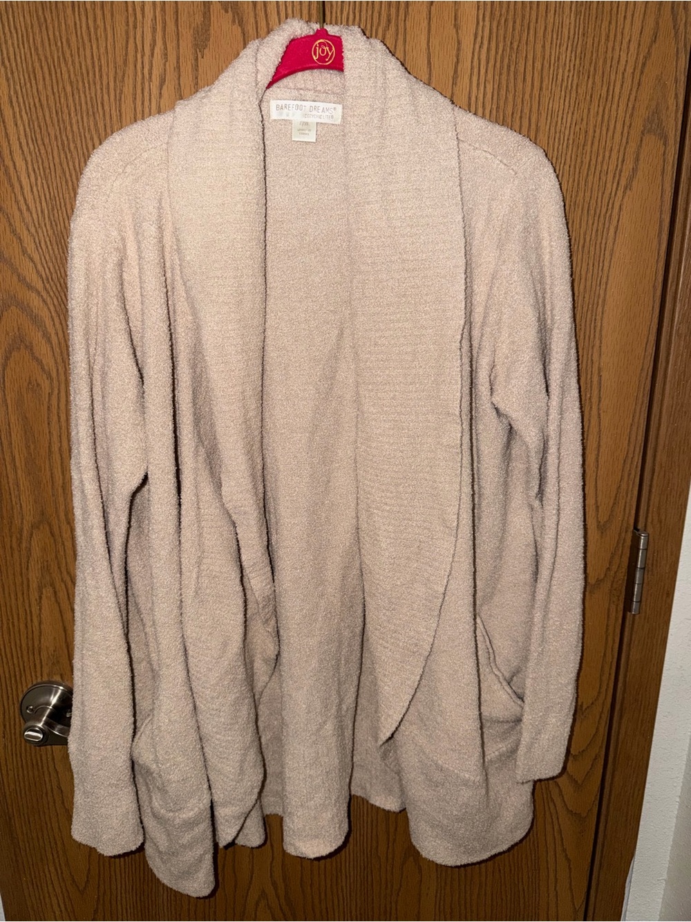 Barefoot Dreams Beige Draped Open-Front Cardigan L/XL